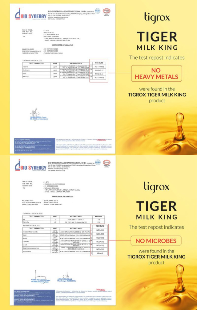 Tiger Milk King's Product Verification and Certification
