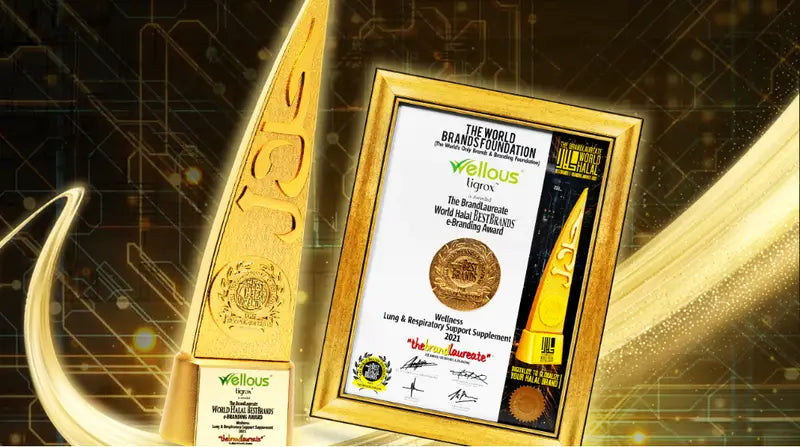 Wellous wins the BrandLaureate World Halal BestBrands e-Branding Award 2021 for its Liguros lung and respiratory health supplement, recognized by The World Brands Foundation as an international symbol of quality and trust