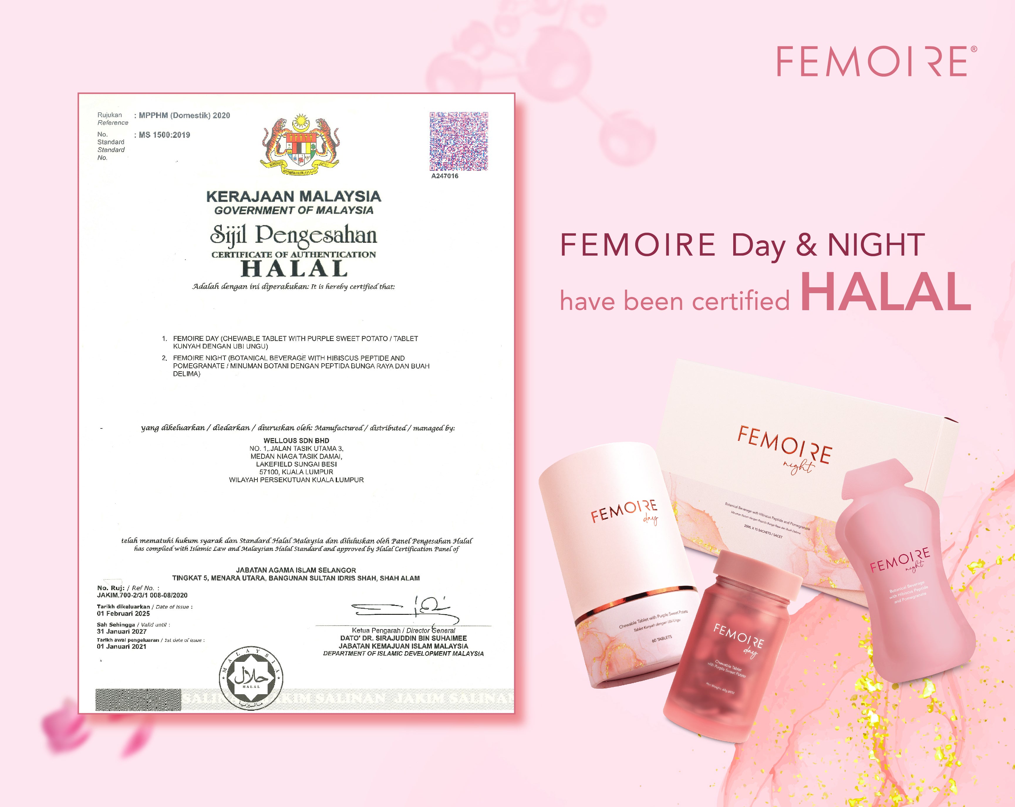 Femoire Day & Night have been certified HALAL | Wellous x WellLife