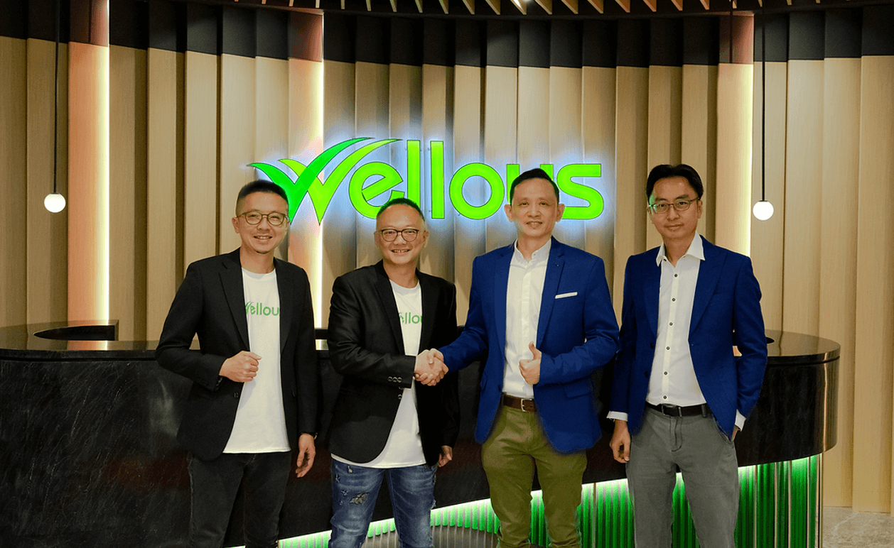 Wellous Group founders and leadership team posing together at company headquarters, representing strong management and brand growth.