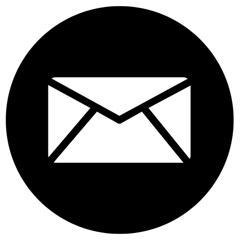 Email icon with a black circle on a white background